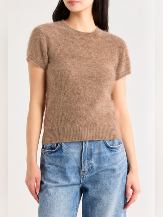 Joie Sweaters - JOIE Beige Brushed Cashmere Short Sleeves Sweater Top Coffee Cafe Latte Toffee M